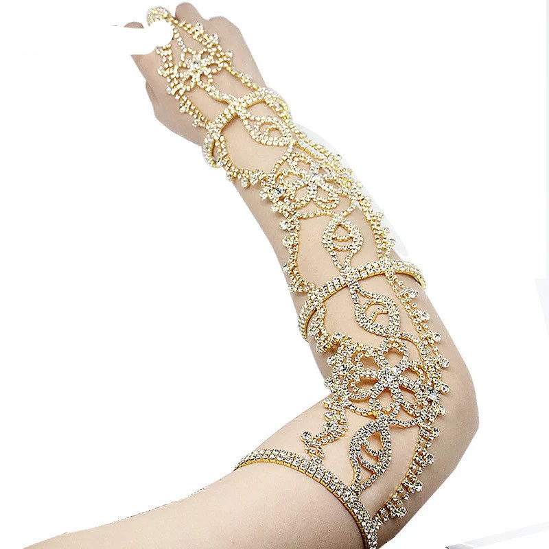 Bracelet et bague de mariée feuilles avec strass, ensemble complet, bijou de mariage étincelant pour un look sublime et unique