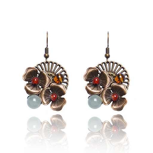 Title 5, Handmade Agate Dongling Jade Earrings for Women...