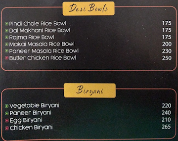 The Good Bowl menu 