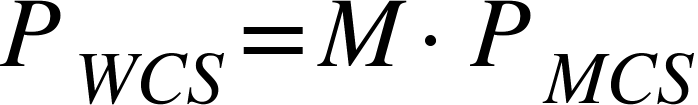 <math xmlns="http://www.w3.org/1998/Math/MathML"><msub><mi>P</mi><mrow><mi>W</mi><mi>C</mi><mi>S</mi></mrow></msub><mo>=</mo><mi>M</mi><mo>&#xB7;</mo><msub><mi>P</mi><mrow><mi>M</mi><mi>C</mi><mi>S</mi></mrow></msub></math>