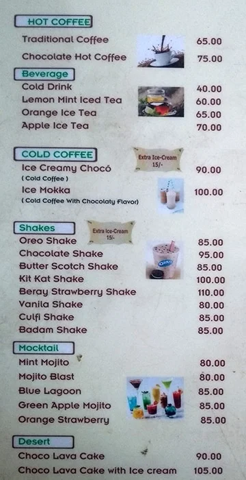 Cafe Shafe menu 