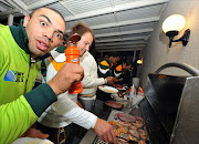 Bryan Habana and Francois Hougaard during the Springbok team braai at Bayview Wairakei Resort on September 23, 2011 in Taupo, New Zealand