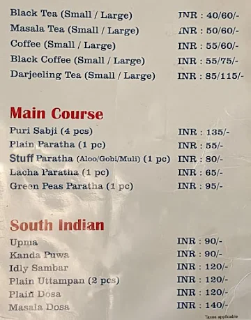 B & B Hotel menu 