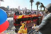 Stormers victory parade outside the City hall before they depart through the streets of Cape Town towards Cape Town stadium.