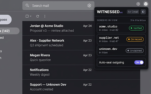 Witnessed for Gmail screenshot 1