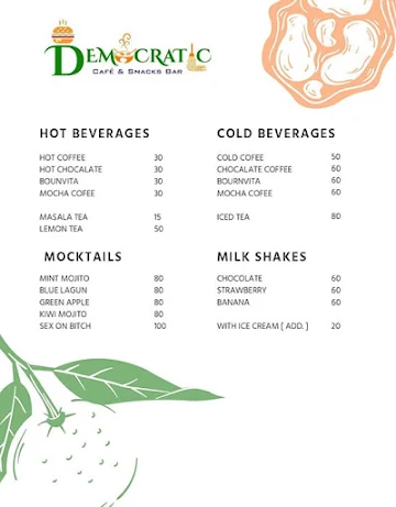 Democratic Cafe And Snacks Bar menu 