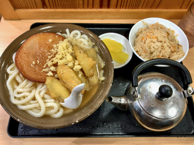 ごぼう天＋丸天うどん＋かしわめしセット