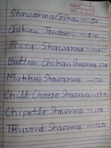 Shawarma Terminus menu 