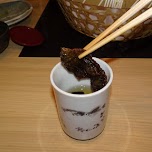 charcoal blowfish tail at dinner at Torafugutei, blowfish restaurant in Shibuya in Tokyo, Japan 