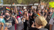 Students gather to protest after Florida's House of Representatives approved a Republican-backed bill that would prohibit classroom discussion of sexual orientation and gender identity, in Winter Park, Florida, US, March 7, 2022 in this still image obtained from a video posted on social media.  