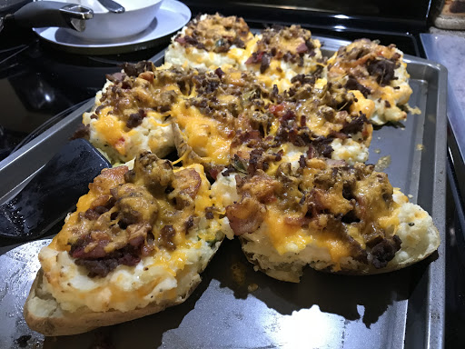 Twice Backed Bacon Cheeseburger Potatoes!! A meal all by itself. 