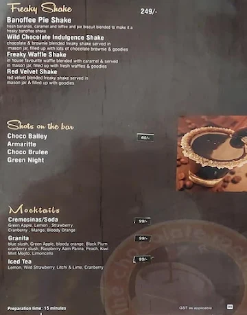 The Chocolate Room menu 