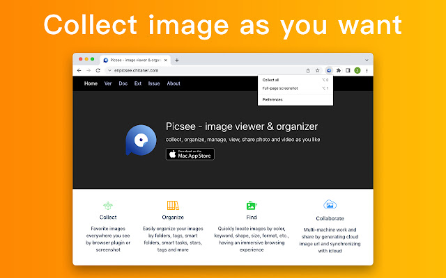 Picsee - collect and organize image chrome extension