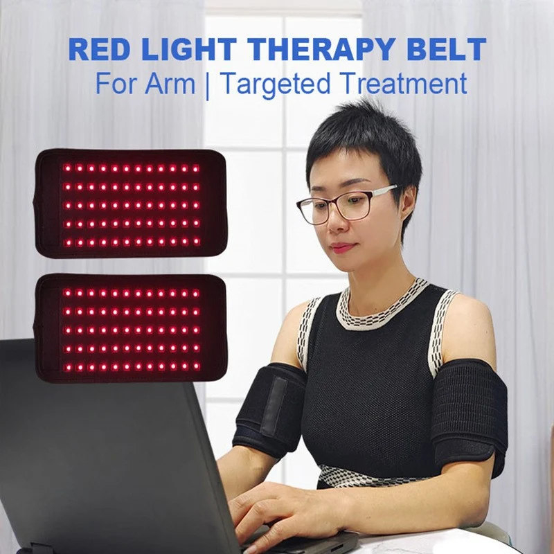 Cinto de fisioterapia com luz vermelha, compressa quente infravermelha e fototerapia para alívio da dor e relaxamento.