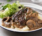 Salisbury Steak with Mushroom Gravy was pinched from <a href="http://www.recipetineats.com/salisbury-steak-with-mushroom-gravy/" target="_blank">www.recipetineats.com.</a>