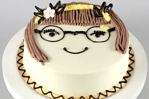 Eggless Cute Girl Face Cake