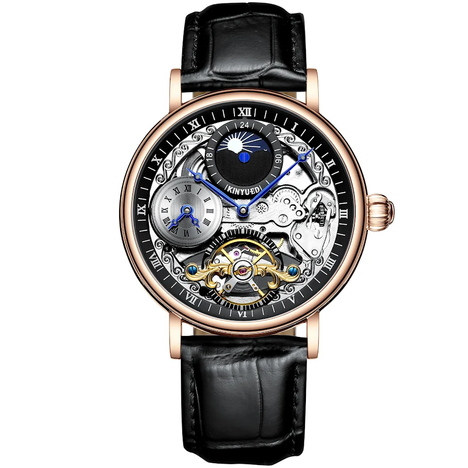 Reloj mecánico para hombre resistente al agua con movimiento a la vista, diseño impactante, ideal para uso diario y aventuras.