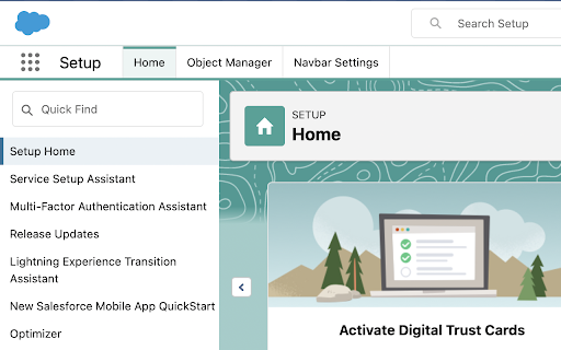 Salesforce smart setup navigation