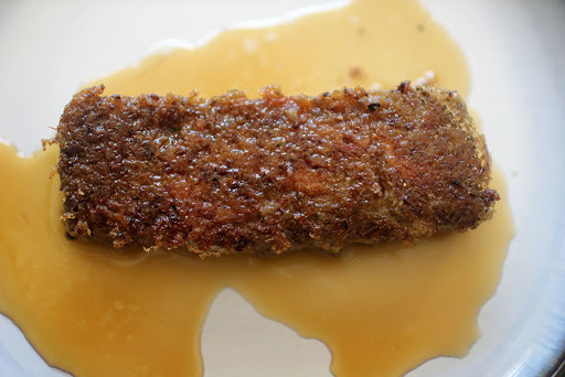 Scrapple served with maple syrup