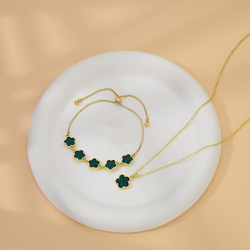 Title 10, Lucky Five Petal Flower Bracelet And Necklace S...