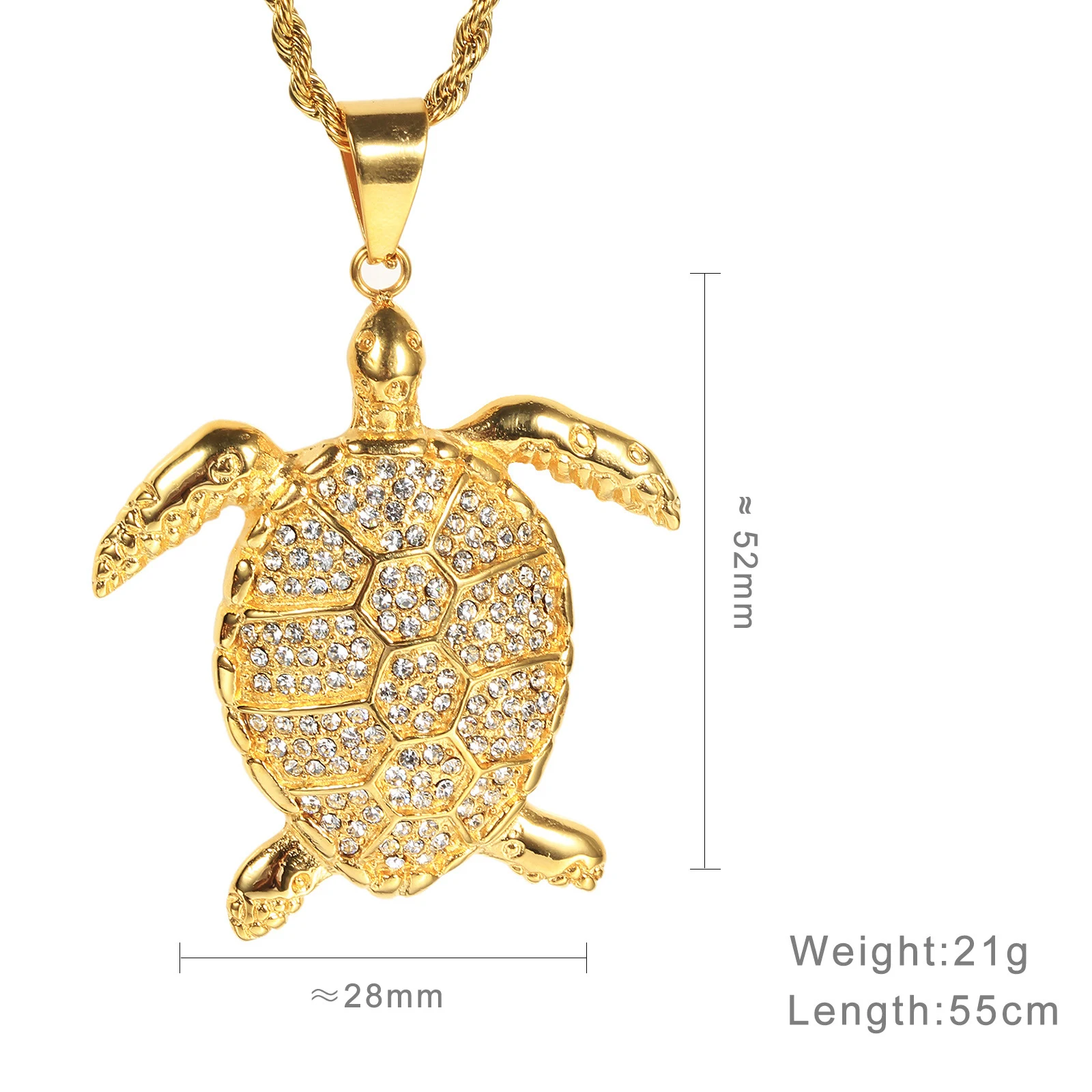 Title 2, Heren gouden en diamanten schildpad hanger kett...