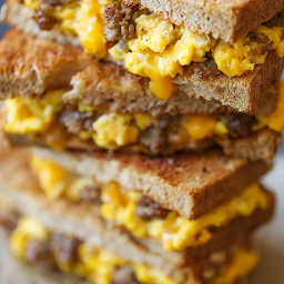 Scrambled Eggs, Sausage & Cheese Sandwich