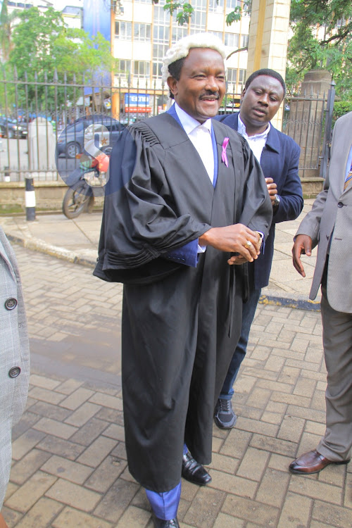 Wiper Party Leader Kalonzo Musyoka with other lawyers at the Supreme Court of Kenya, Nairobi on January 12, 2024.