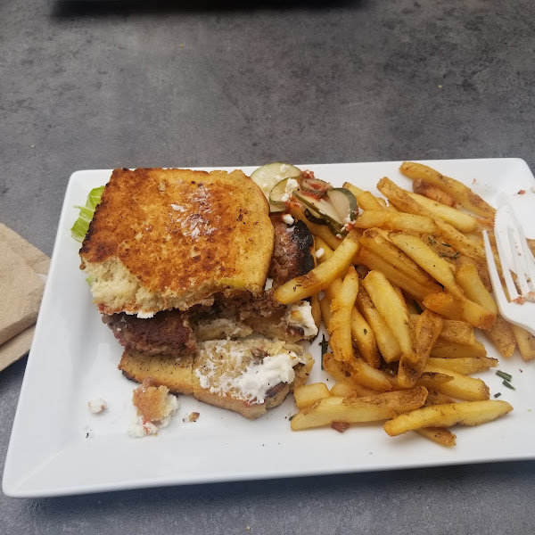 Impossible burger and rosemary fries (safe fryer)