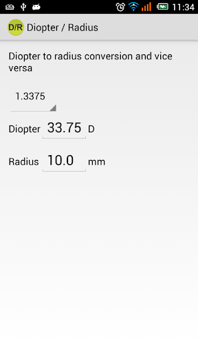 Diopter Radius conversion