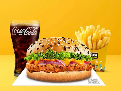 Crispy Cross Chicken Burger With Salted Fries And Pepsi [250 Ml]