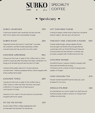 Subko Specialty Coffee Roasters & Bakehouse menu 2