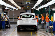 A Mazda CX-5 being assembled at the Sollers automobile plant in Vladivostok, Russia.