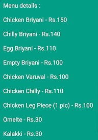 Shasha Briyani menu 1