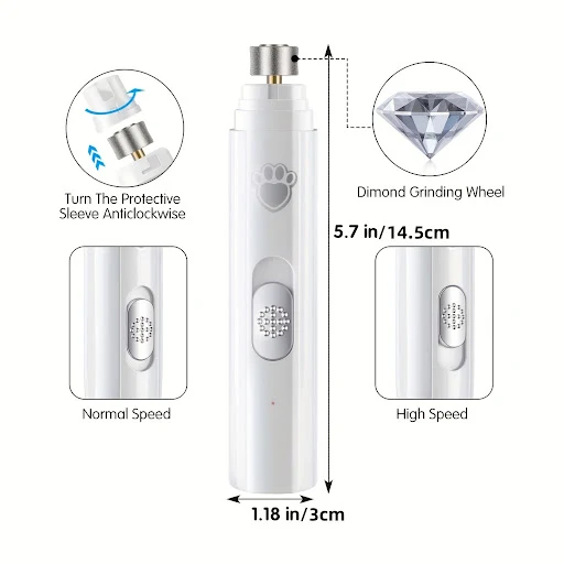 Painless USB Charging Dog Nail Grinders Rechargeable Pet Nail Clippers Quiet Electric Dog Cat Paws Nail Grooming Trimmer