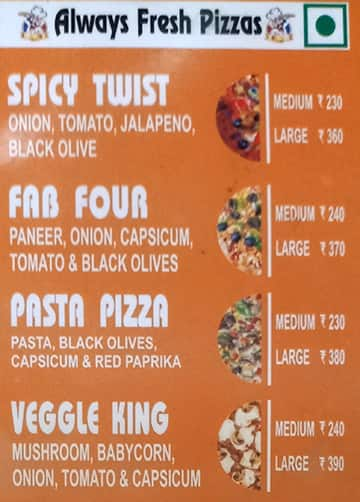 Pizza Hub menu 