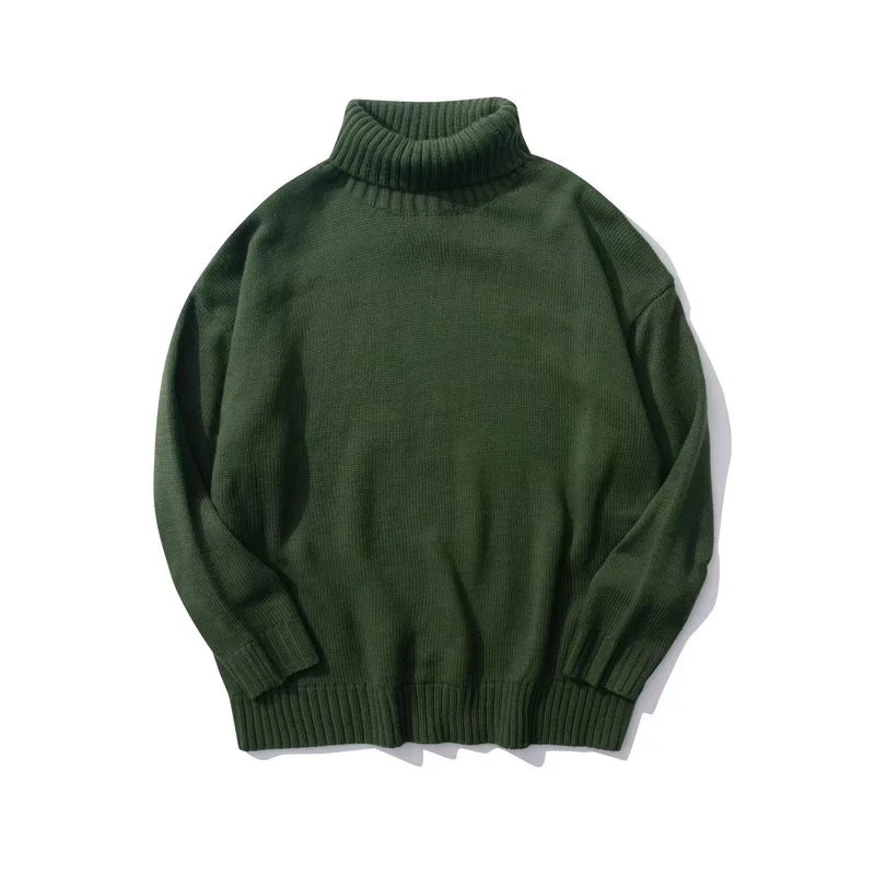 Nouveau pull à col roulé simple et polyvalent pour couples, style rétro automne et hiver. Idéal pour un look tendance et confortable.