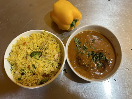 Veg Biryani + Chicken Chap 1Pcs