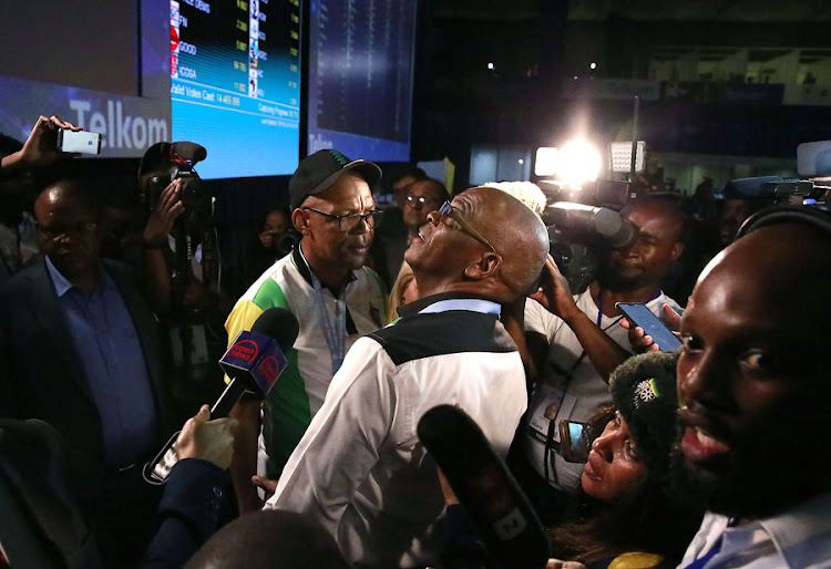 ANC Secretary General Ace Magashule with Pule Mabe at the Results Operation Centre in Tswane.