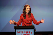 New Zealand Prime Minister Jacinda Ardern speaks at the Labour Party election night event in Auckland, New Zealand, October 17, 2020. 