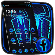 Blue Neon Light Spider Theme  Icon