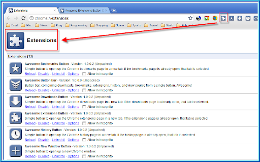Awesome Extensions Button