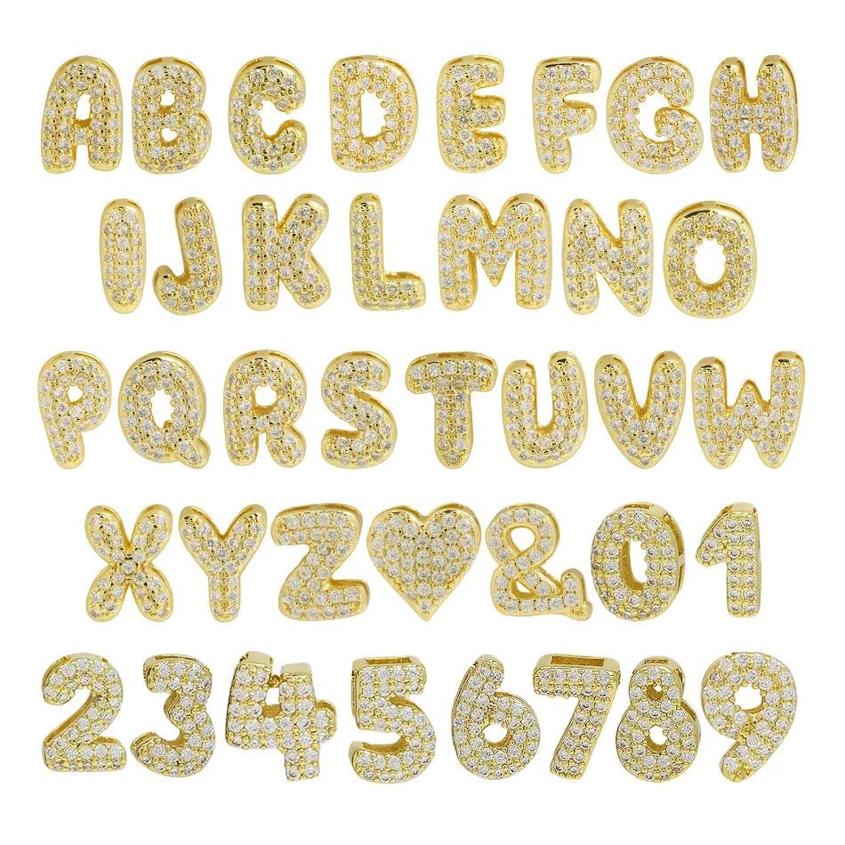 Messing 18K Zirkon DIY Accessoires Jaar Hanger. Maak je eigen gepersonaliseerde sieraden met deze stijlvolle hanger, ideaal voor knutselprojecten.