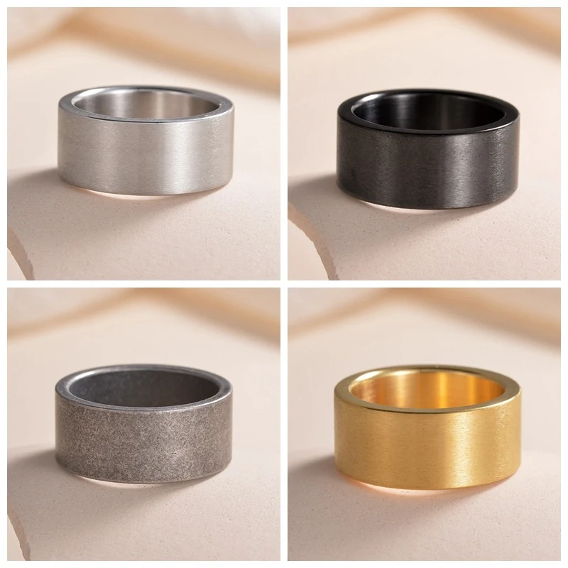Title 1, Bague Grande Simple en Acier Titane, Finition M...