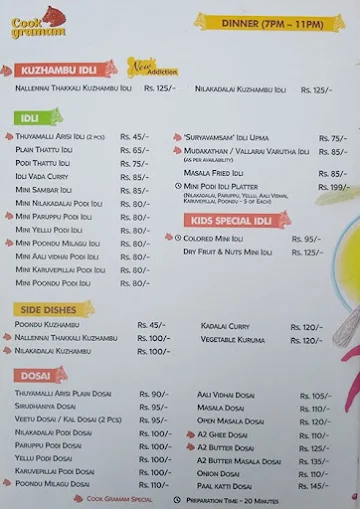 Cook Graamam menu 