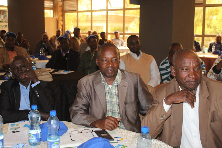 Members of cooperatives follow proceedings during the meeting in Nyeri on Wednesday, April 20, 2022