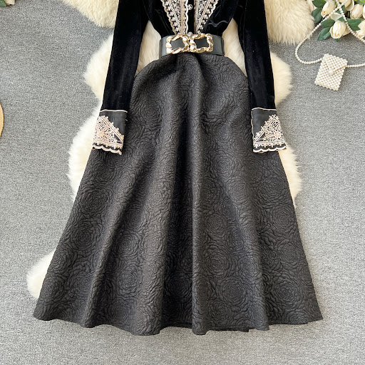 Title 2, French Vintage Court Style Machine Embroidery D...