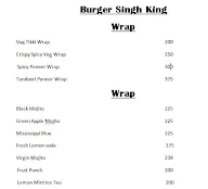 Burger Singh King menu 1