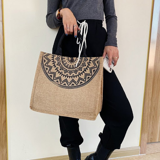 Title 3, Large-capacity Korean Linen Handbag, Shoulder a...