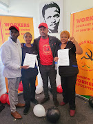 Members of the Workers Socialist Union of South Africa at its offices in Braamfontein on Friday. 