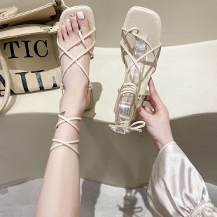 Title 4, New Style Roman Lace-on-toe Flat Sandals for Wo...